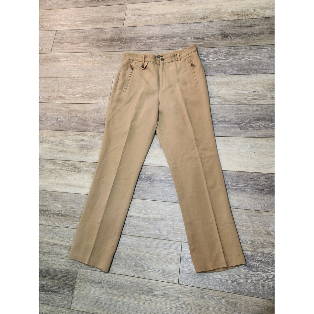 Lauren Ralph Lauren  Tan Straight Leg 100% Wool Dress Pants Size 6